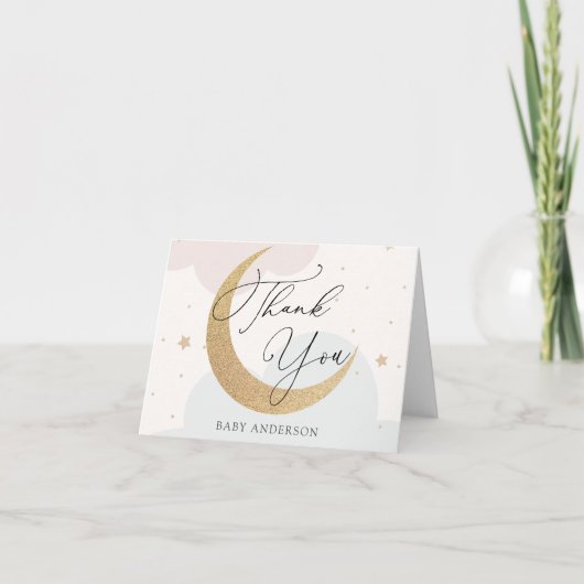Moon and Stars Baby shower Dank je wel Bedankkaart (Voorkant)