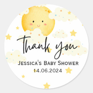 Moon and Stars Baby shower Dank je wel Ronde Sticker