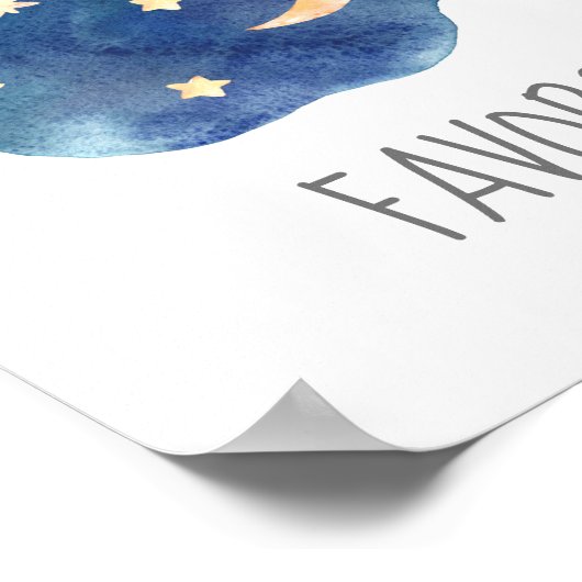 Moon and Stars Baby shower Favors Sign Poster (Hoek)