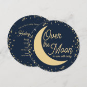 Moon and Stars Baby shower Invitation Kaart (Voorkant / Achterkant)