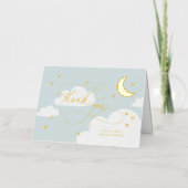 Moon and Stars Blue Script Baby Hartelijk dank Folie Wenskaart (Voorkant)
