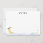 Moon and Stars, Blue Waterverf Personalized Flat Notitiekaartje (Voorkant)