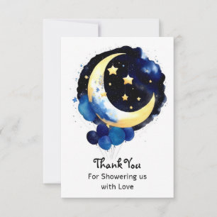 Moon and Stars Boy Baby shower Night Sky Bedankkaart