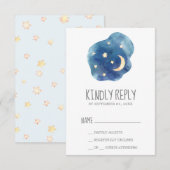 Moon and Stars Boy Baby shower RSVP Kaartje (Voorkant / Achterkant)