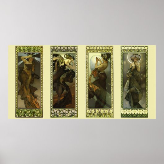Moon and Stars by Alphonse Mucha Poster (Devant)
