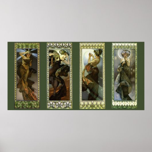 Moon and Stars by Alphonse Mucha Poster (Devant)