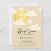 Moon and Stars Cream Baby shower Invitation Kaart (Voorkant)