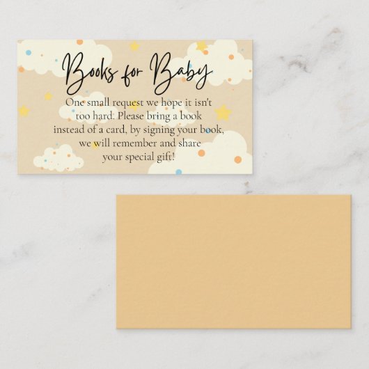 Moon and Stars Cream Boeken voor Baby Informatiekaartje (Voorkant / Achterkant)