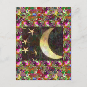 Moon and Stars: Elegante Sterrennacht achtergrond Briefkaart