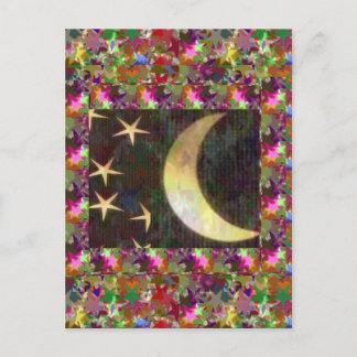 Moon and Stars: Elegante Sterrennacht achtergrond Briefkaart