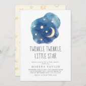 Moon and Stars Gender Neutral Twinkle Twinkle Kaart (Voorkant / Achterkant)