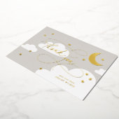 Moon and Stars Grey Script Baby Dank u Folie Uitnodiging (Gedraaid)