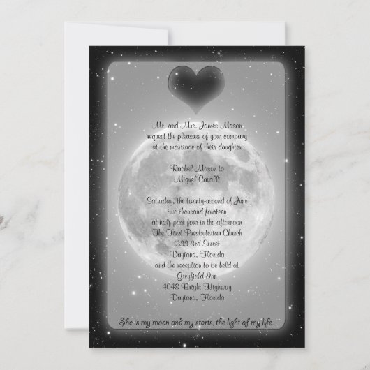 Moon and Stars Invitation Kaart (Voorkant)