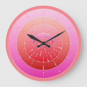 Moon and Stars Mandala - Coral Pink en Orchid Grote Klok