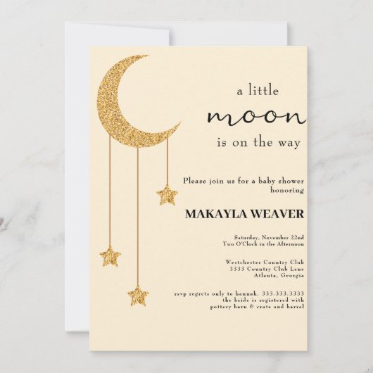 Moon and Stars Matte Pinks Script Baby shower Kaart (Voorkant)