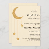 Moon and Stars Matte Pinks Script Baby shower Kaart (Voorkant / Achterkant)