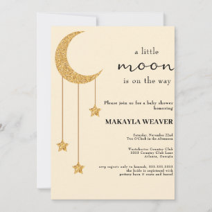 Moon and Stars Matte Pinks Script Baby shower Kaart