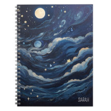 Moon and Stars Night Journal Spiral Photo Notitieb