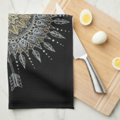 Moon and Stars Night Sky Mountain Range Mandala Theedoek (Quarter Fold)