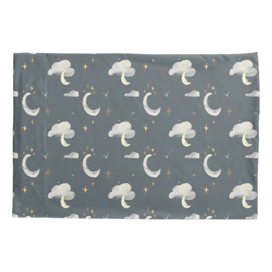 Moon and Stars Night Sky Two Tone Kussen hoesje Kussensloop (Achterkant)
