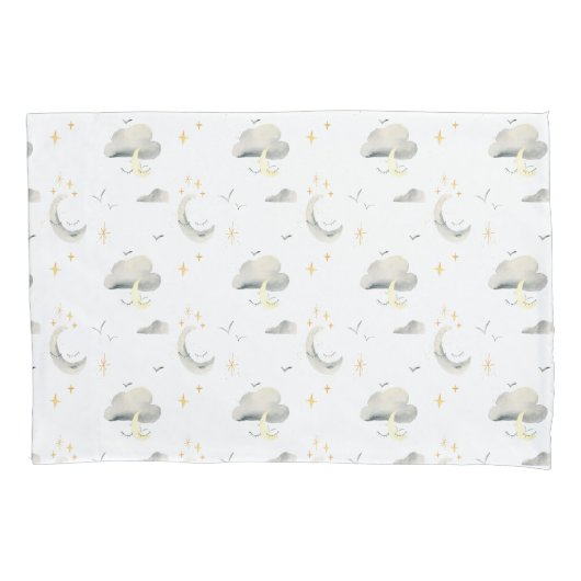 Moon and Stars Night Sky Two Tone Kussen hoesje Kussensloop (Voorkant)