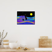 Moon and Stars Night Swimmer Poster (Keuken)