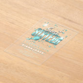 Moon and Stars Sweet 16 Blauwgroen/Blk ID788 Acryl Uitnodigingen (Laagn)