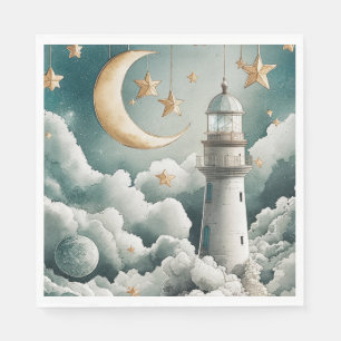 Moon and Stars Vuurtoren Papieren feestservetten Servet