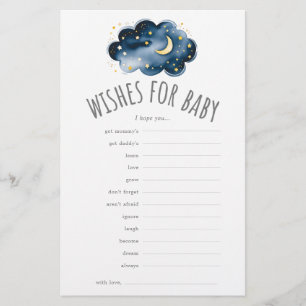 Moon and Stars Wensen voor Baby shower Advies Kaar Flyer