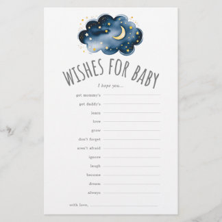 Moon and Stars Wensen voor Baby shower Advies Kaar Flyer