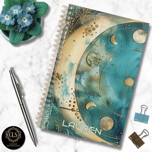 Moon and Sun Celestial Clean Name Planner