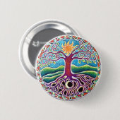 Moon and Sun Tree of Life Mandala Button (Voorkant /achterkant)