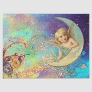 MOON ANGEL IN BLUE GOLD GEEL VLOEISTOFFEN TISSUEPAPIER