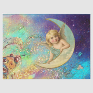 MOON ANGEL IN BLUE GOLD GEEL VLOEISTOFFEN TISSUEPAPIER