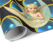 MOON ANGEL MET BRIGHT BLUE SAPPHIRE GEM STONES CADEAUPAPIER (Rol Hoek)