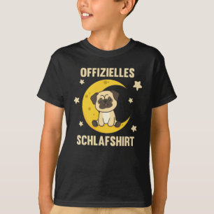 Moon Animal Pug Officiële Slaapstand Honden Stars T-shirt