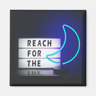 Moon Art Reach for the Moon Sign Typographic Afbee Magneet