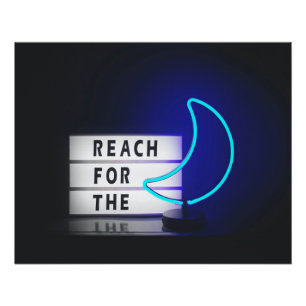 Moon Art Reach for the Moon Sign Typographic Afbee Perfect Poster