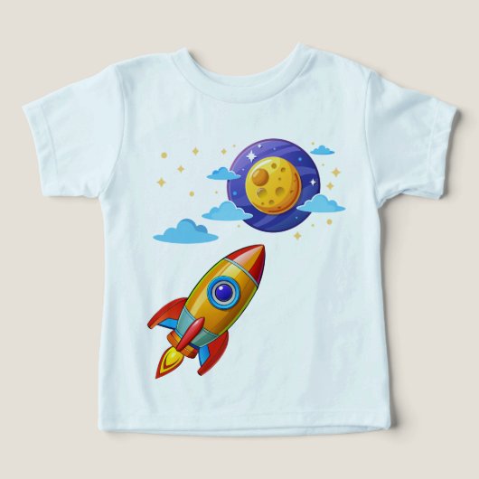 Moon Astronaut Rocket Ship Kinder T-shirt (Design voorkant)