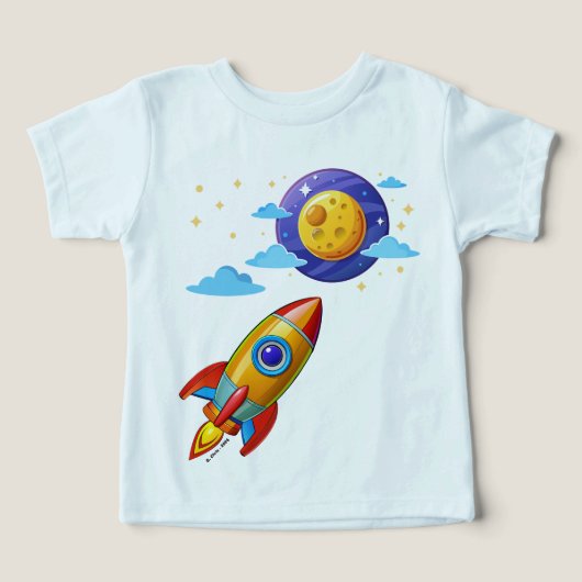 Moon Astronaut Rocket Ship Kinder T-shirt (Design voorkant)