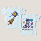 Moon Astronaut Rocket Ship Kinder T-shirt (Ontwerp Voorkant & Achterkant)