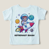 Moon Astronaut Rocket Ship Kinder T-shirt (Design achterkant)