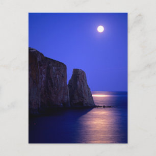 Moon At Dusk Perce Rock Gaspe Coast Quebec Briefkaart