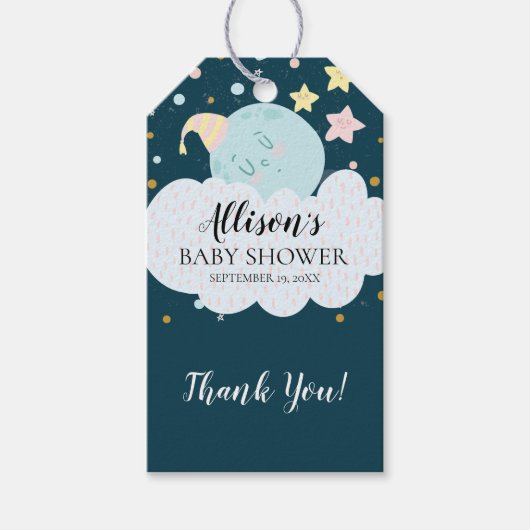 Moon Baby shower Favor Cadeau Label Cadeaulabel (Voorkant)