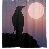 Moon Black Raven Shower Curtain Douchegordijn (Voorkant)