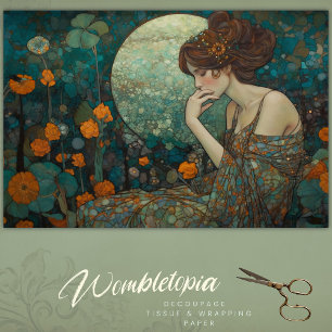 Moon Blossom Art Nouveau Decoupage Tissuepapier