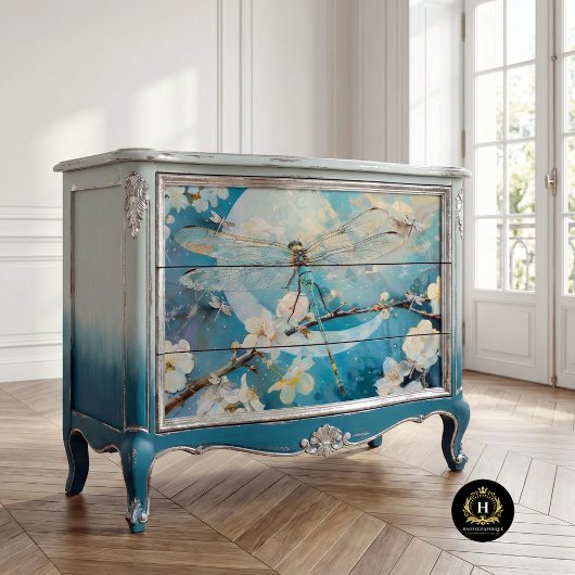 Moon Blossoms Dragonfly  Bloemen Decoupage Tissuepapier