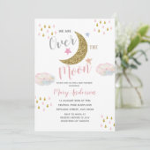 Moon Blush Roze Baby shower Kaart (Staand voorkant)