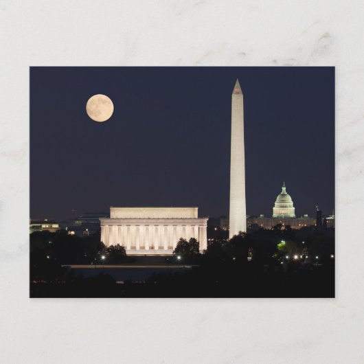 Moon boven Washington DC Briefkaart (Voorkant)