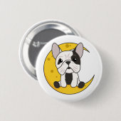 Moon Bulldog Cute Animals for Kids at Night Button (Voorkant /achterkant)